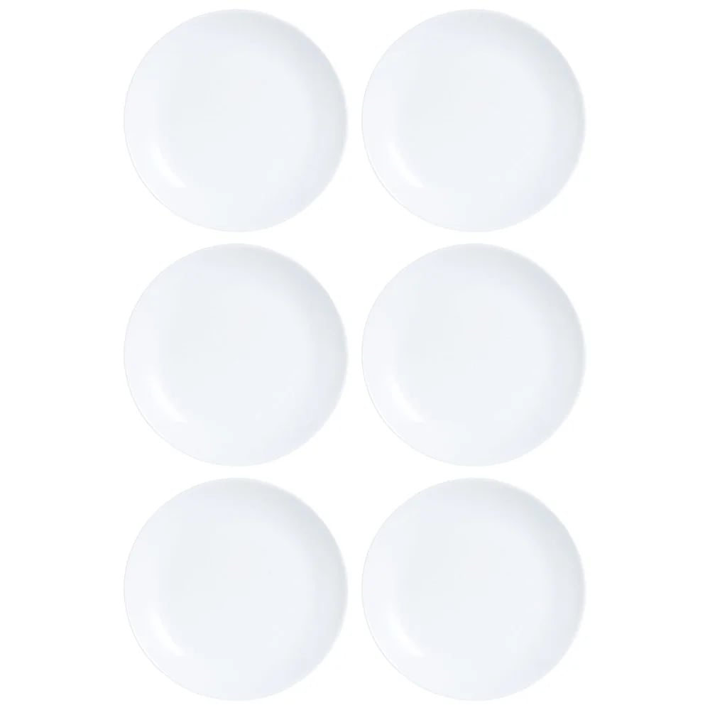 Plato Llano Vidrio 25 Cm Luminarc Blanco Diwali X6 Unid