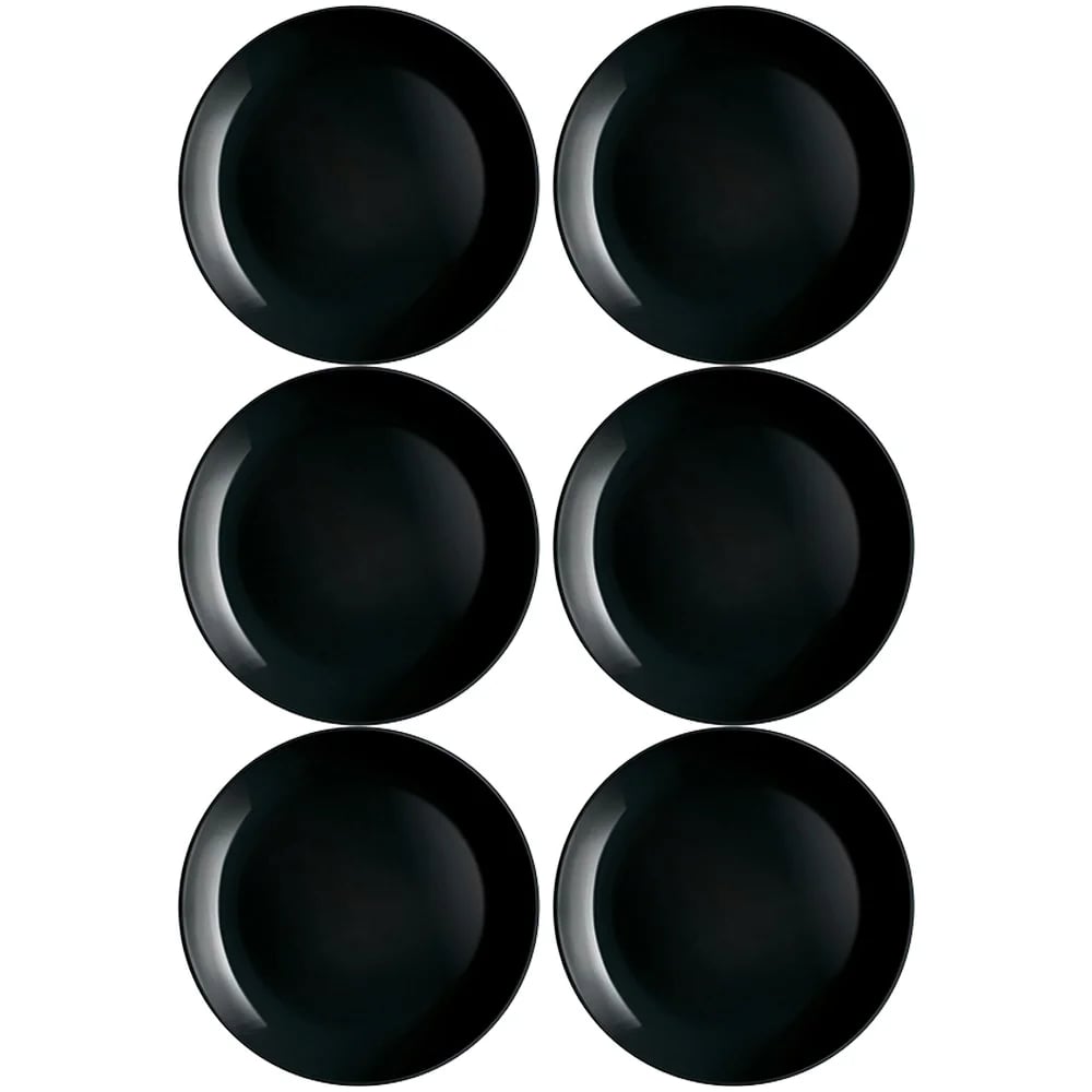 Plato Llano Vidrio Negro 27 Cm Luminarc Diwali X6 Unid