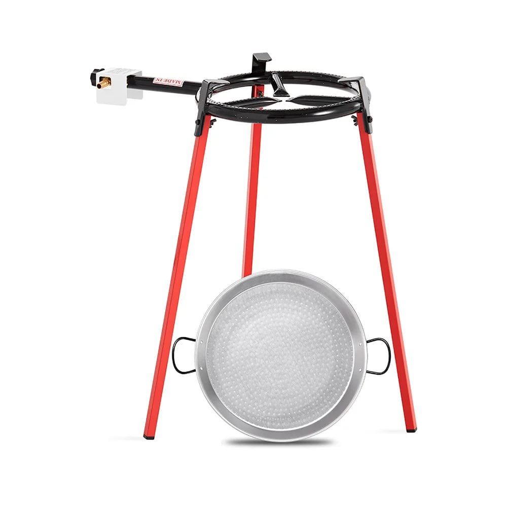 Set Paellera Acero Pulido Paella 38 Cm Quemador 30 Cm