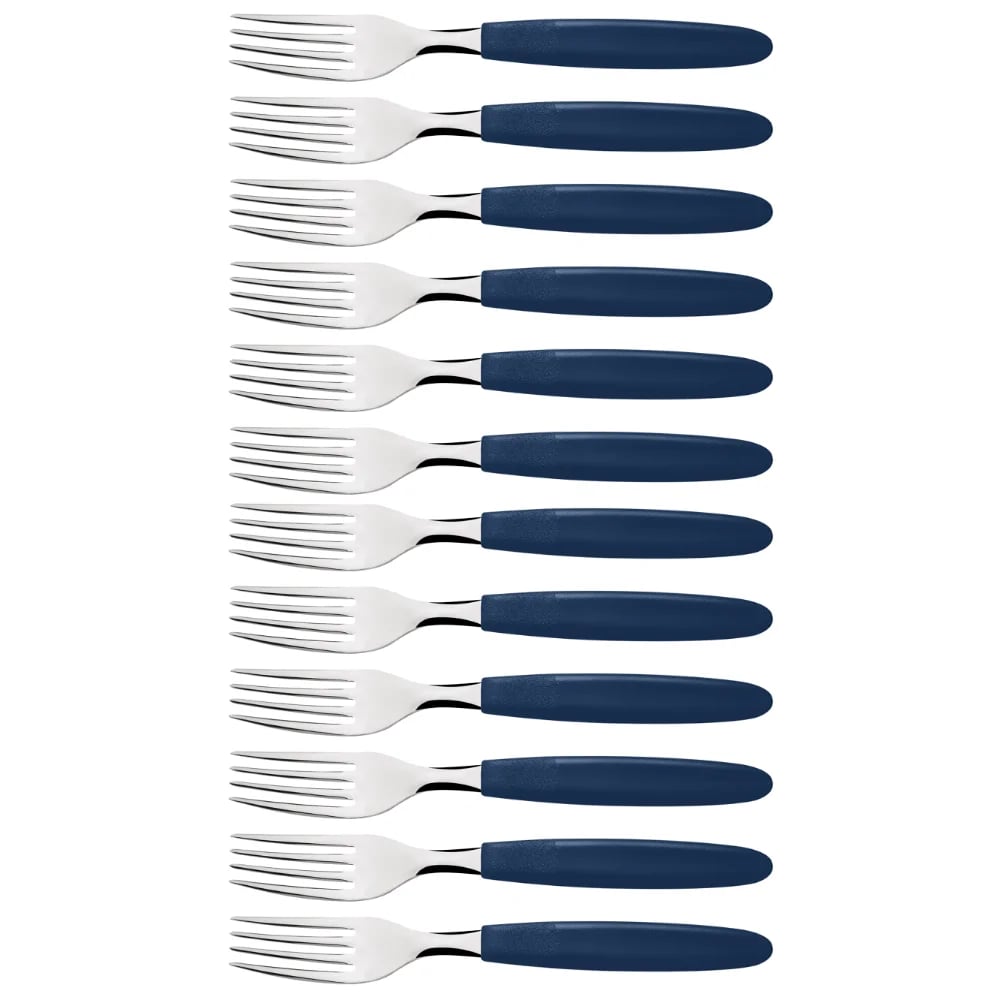Tenedores de mesa Tramontina Ipanema de acero inoxidable pack de 12 unidades azul