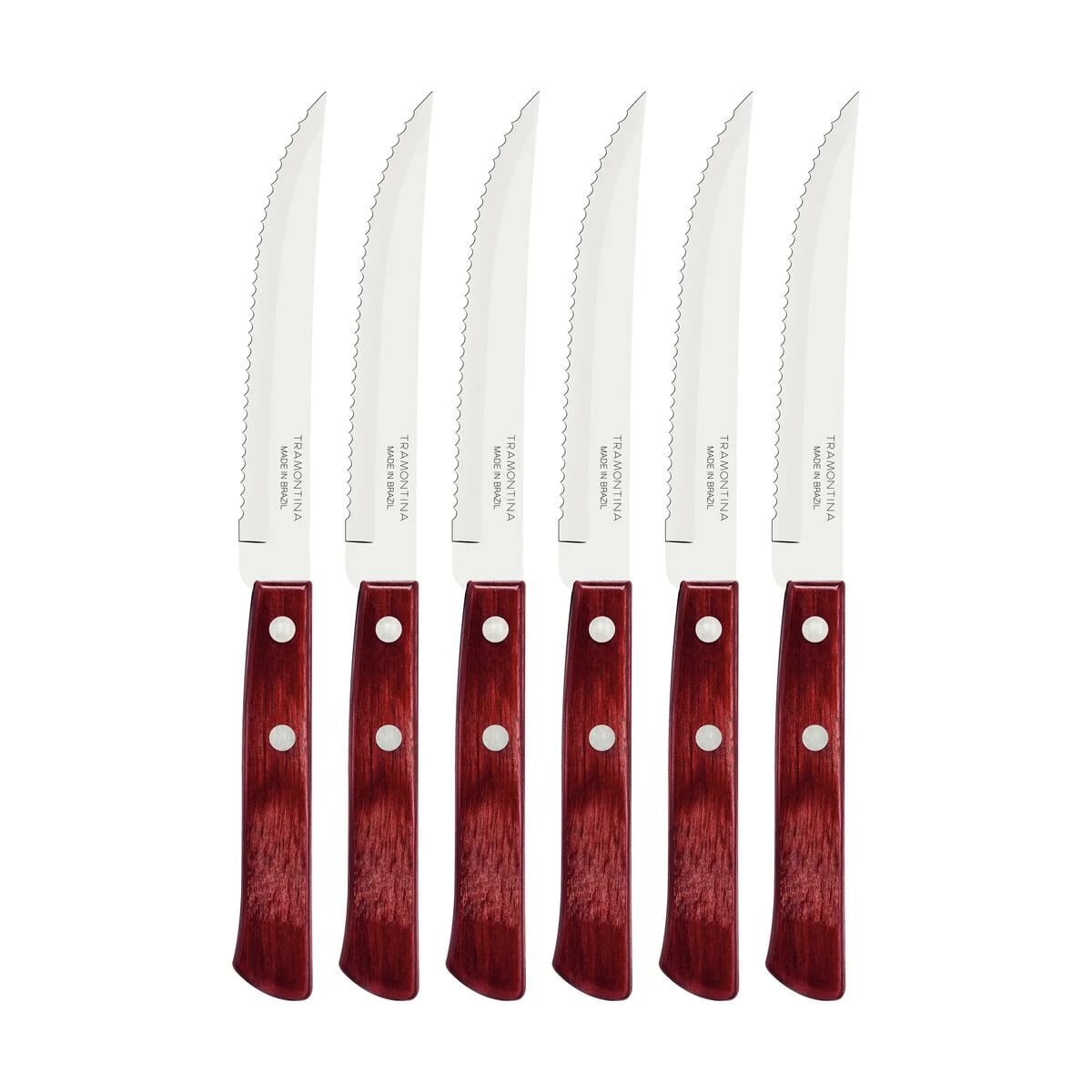 Cuchillos para asado Tramontina Polywood de acero inoxidable pack de 6 unidades rojo