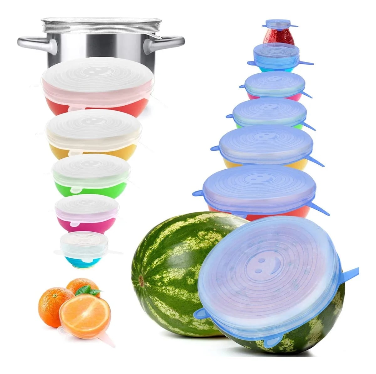 Set De 6 Tapas De Silicona Adaptables Reutilizable Bpa Free