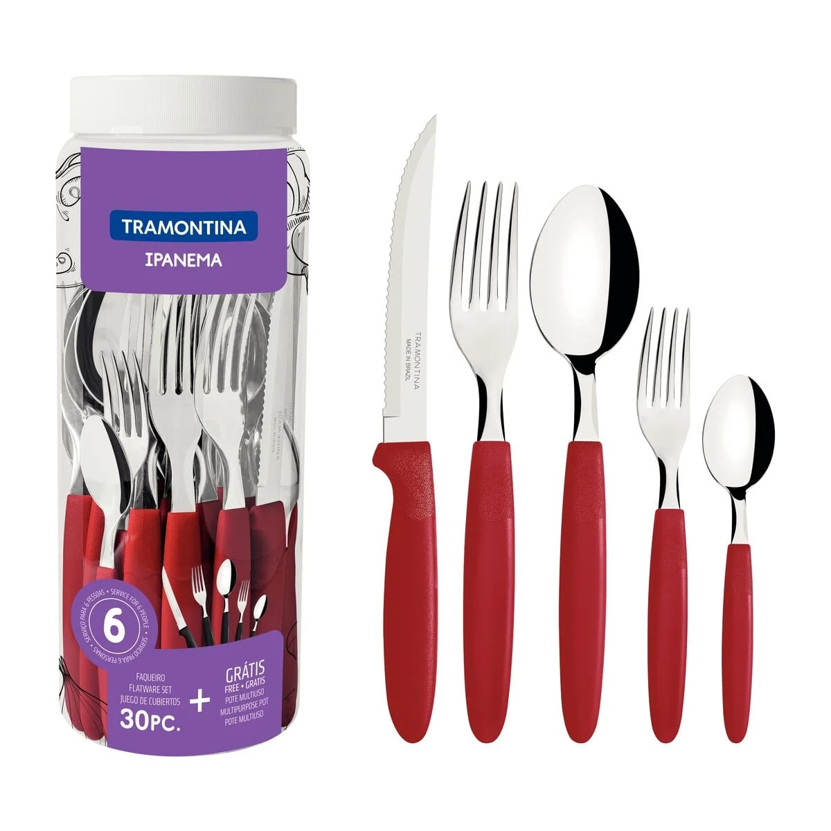 Juego de cubiertos Tramontina Ipanema rojo 30 piezas