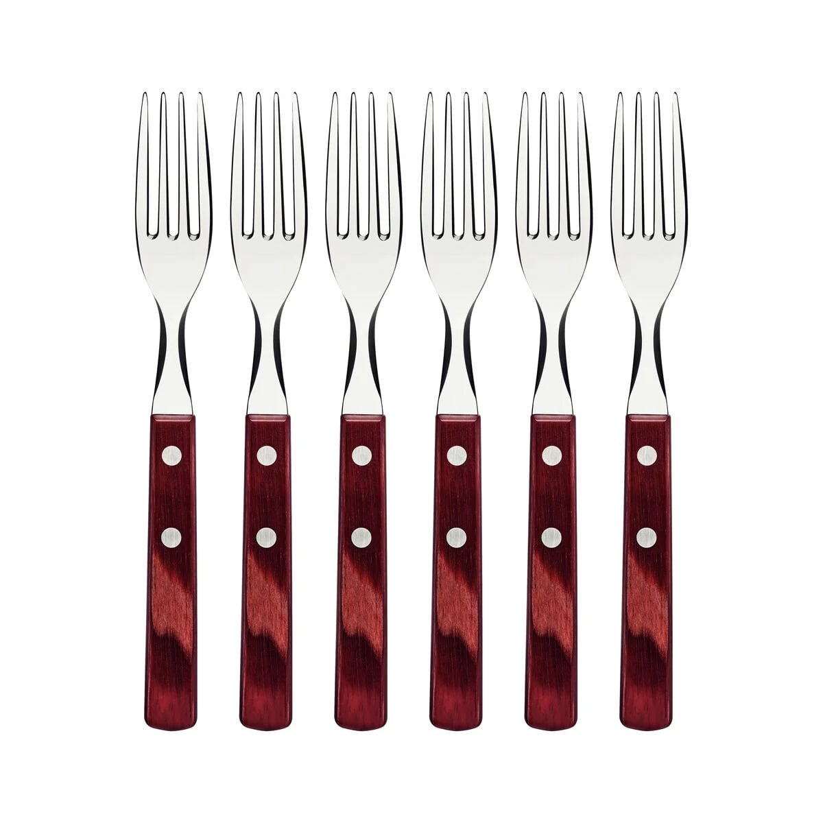 Tenedores de mesa Tramontina Polywood de acero inoxidable pack de 6 unidades rojo
