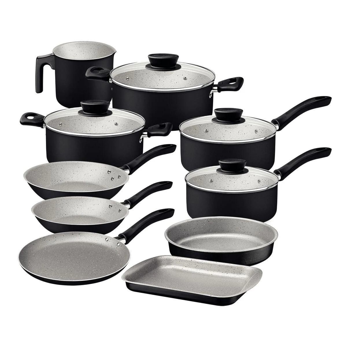 Batería de cocina antiadherente con asaderas Tramontina Linz 10 piezas