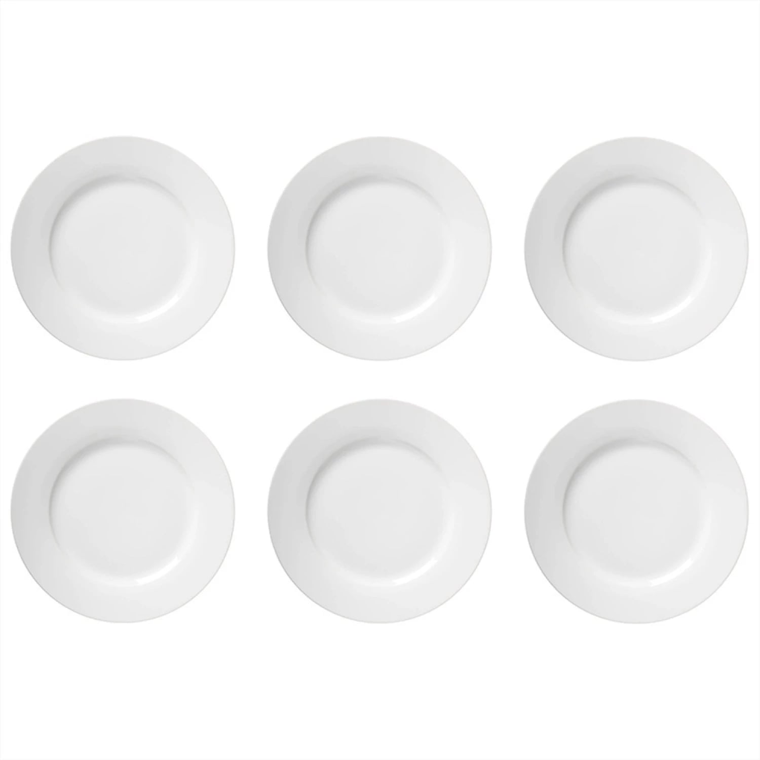 Plato De Mesa Llano Porcelana 24 Cm Blanco X 6 Uni