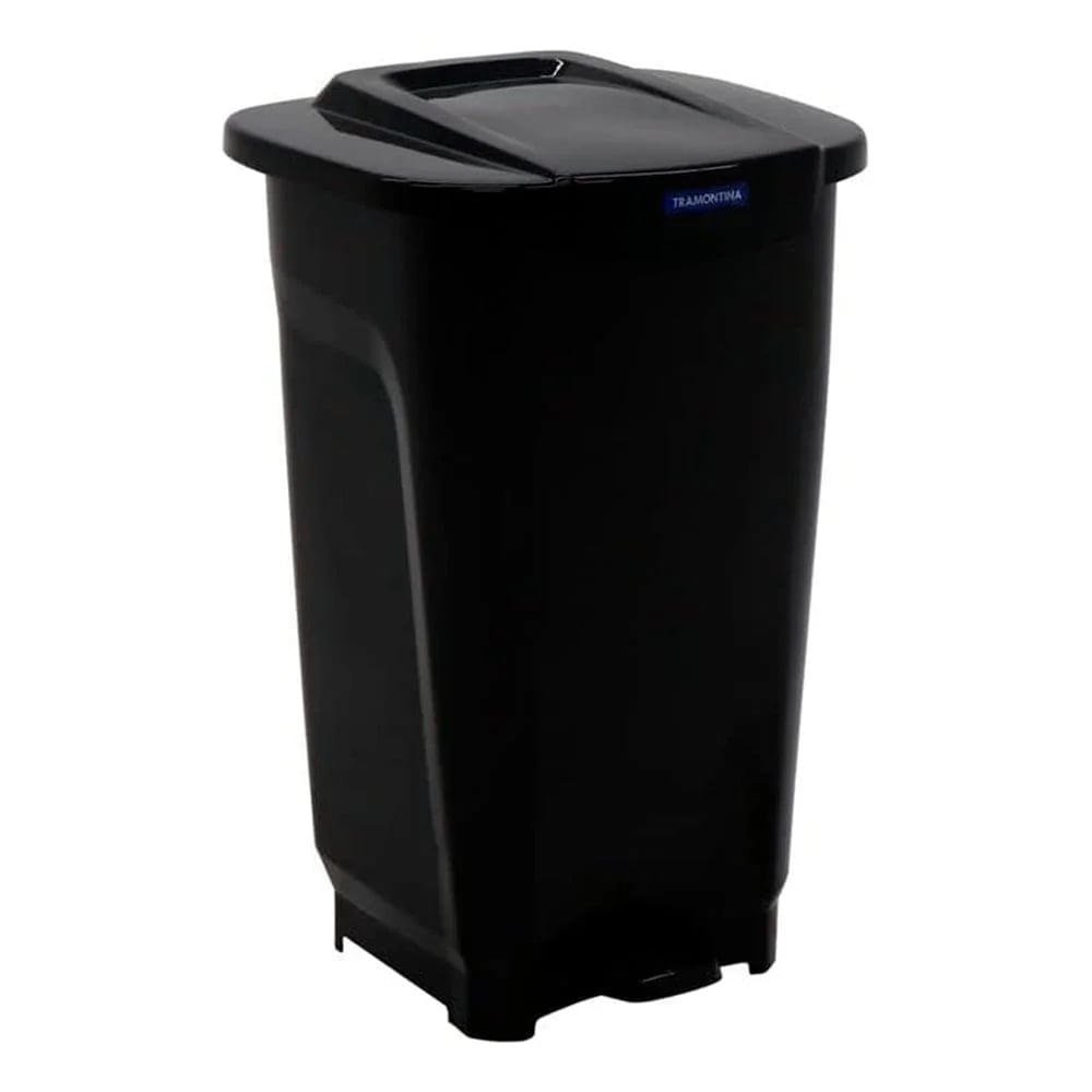 Papelera de polipropileno con pedal Tramontina T-Force 50 L negra