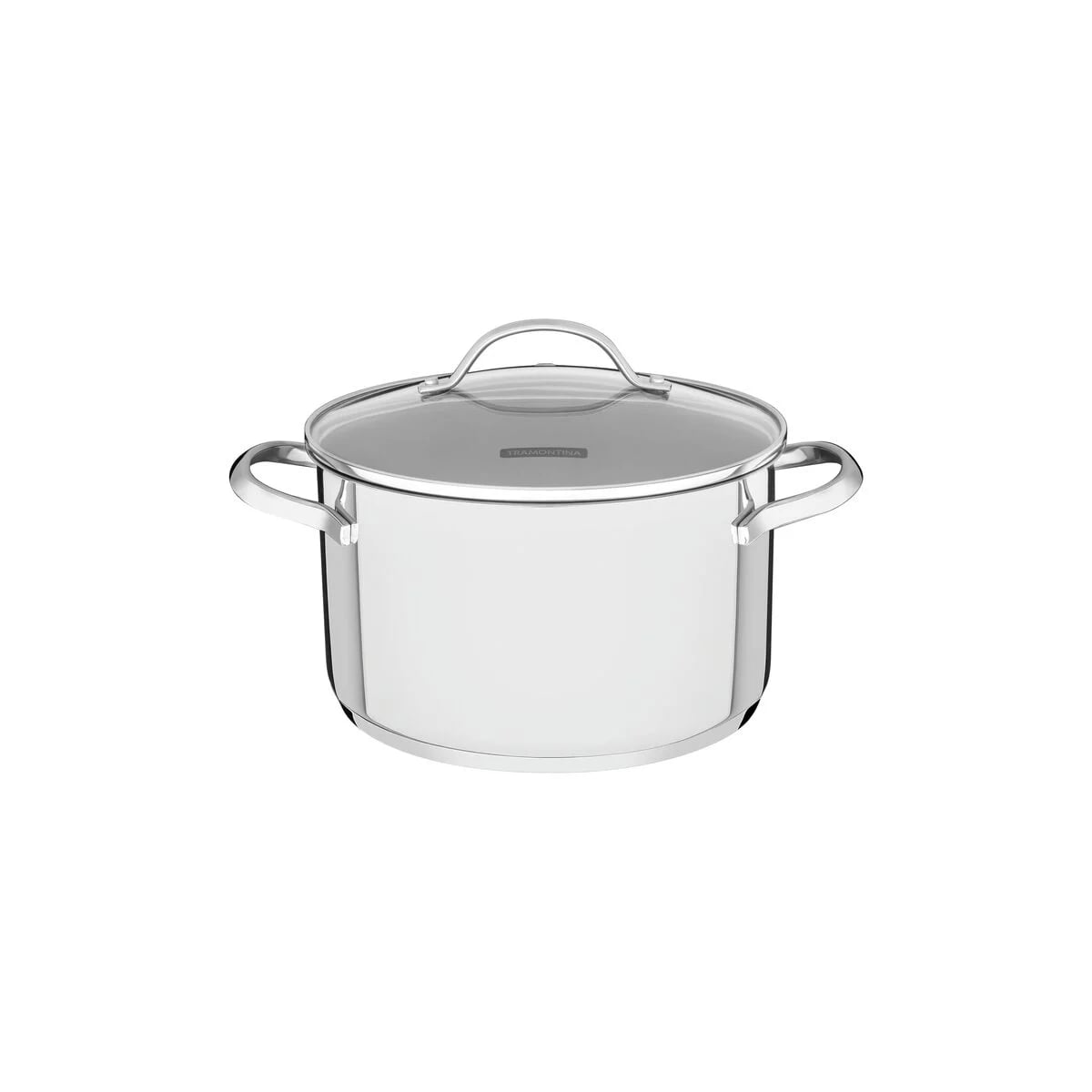 Cacerola profunda con tapa de vidrio Tramontina Una de acero inoxidable triple fondo 16 cm 1.8 L para inducción
