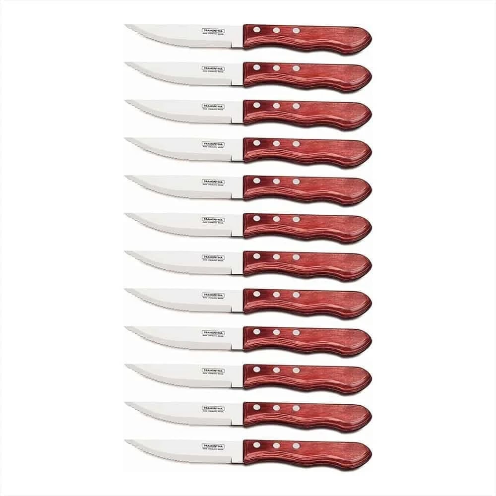 Cuchillos para asado Jumbo Tramontina Polywood rojos pack de 12 unidades
