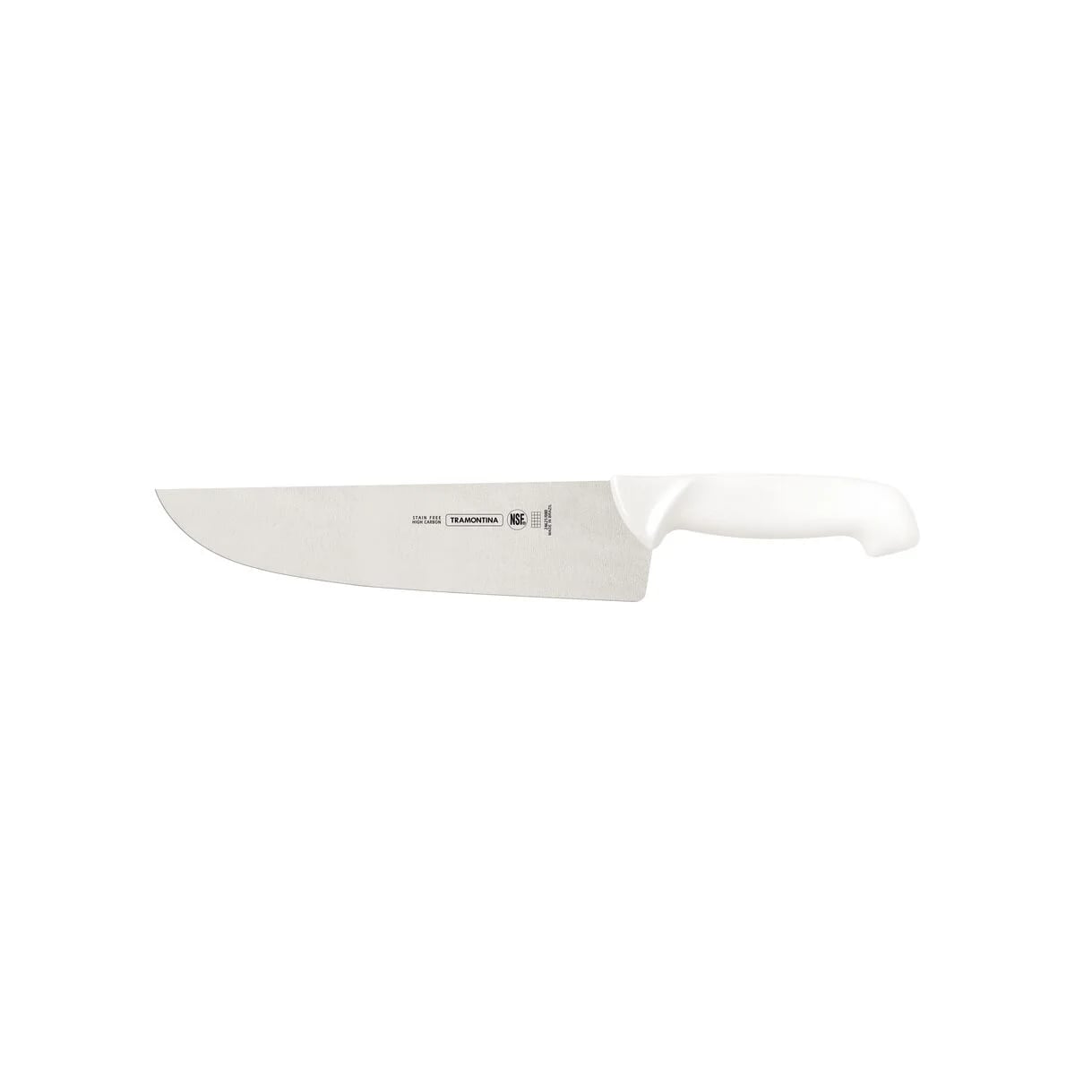 Cuchillo carnicero de acero inoxidable con mango blanco Tramontina Profissional Master 10 pulgadas
