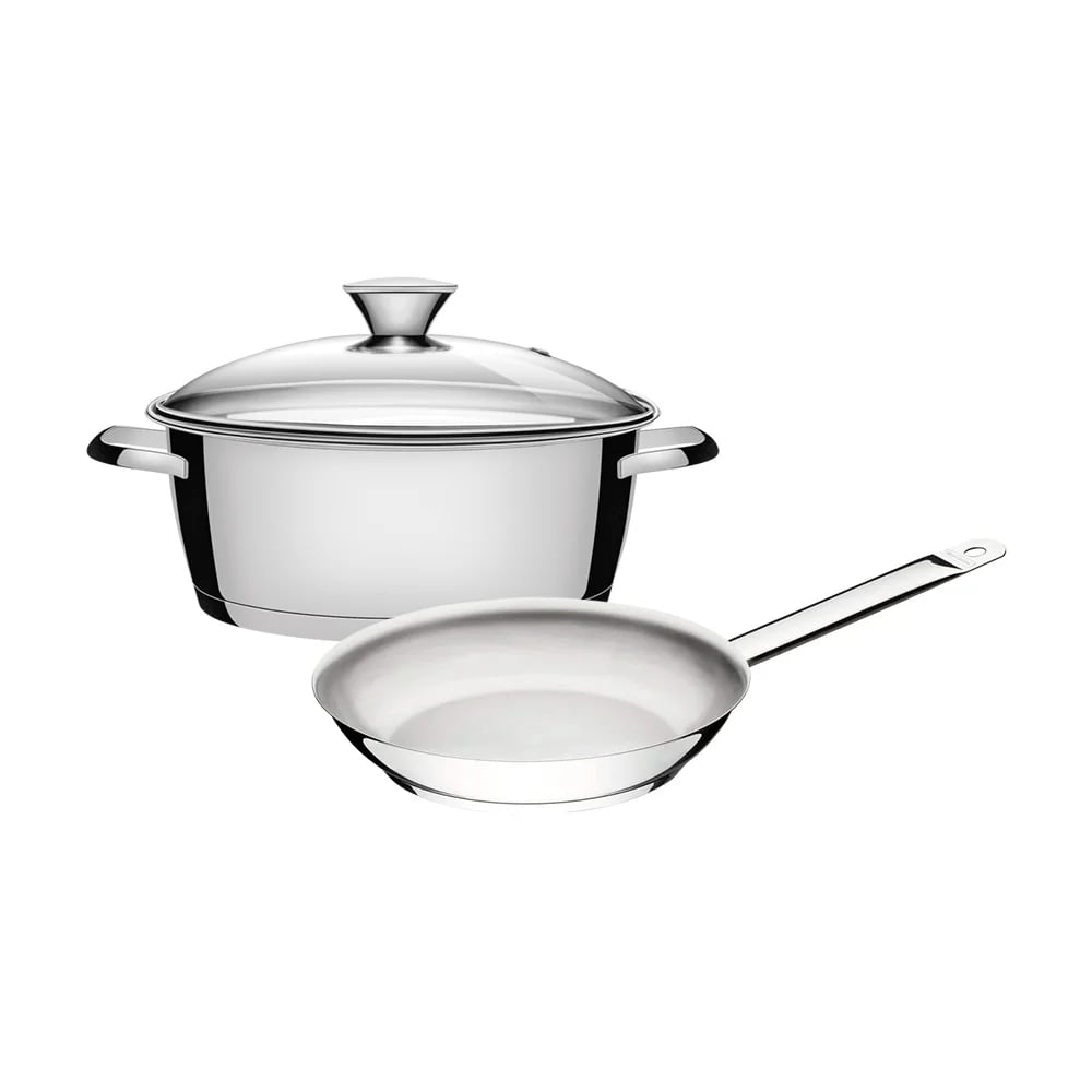 Cacerola baja Allegra 24 cm y sartén Professional Tramontina triple fondo para inducción 2 piezas
