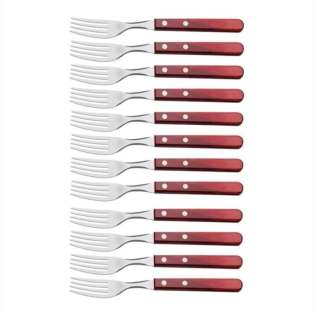 Tenedores para asado Tramontina Polywood rojos pack de 12 unidades