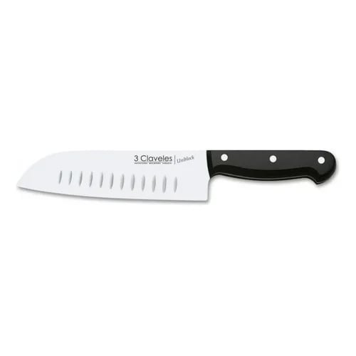 Cuchillo Santoku 3 Claveles Alveolado 18 Cm Acero Inoxidable Negro