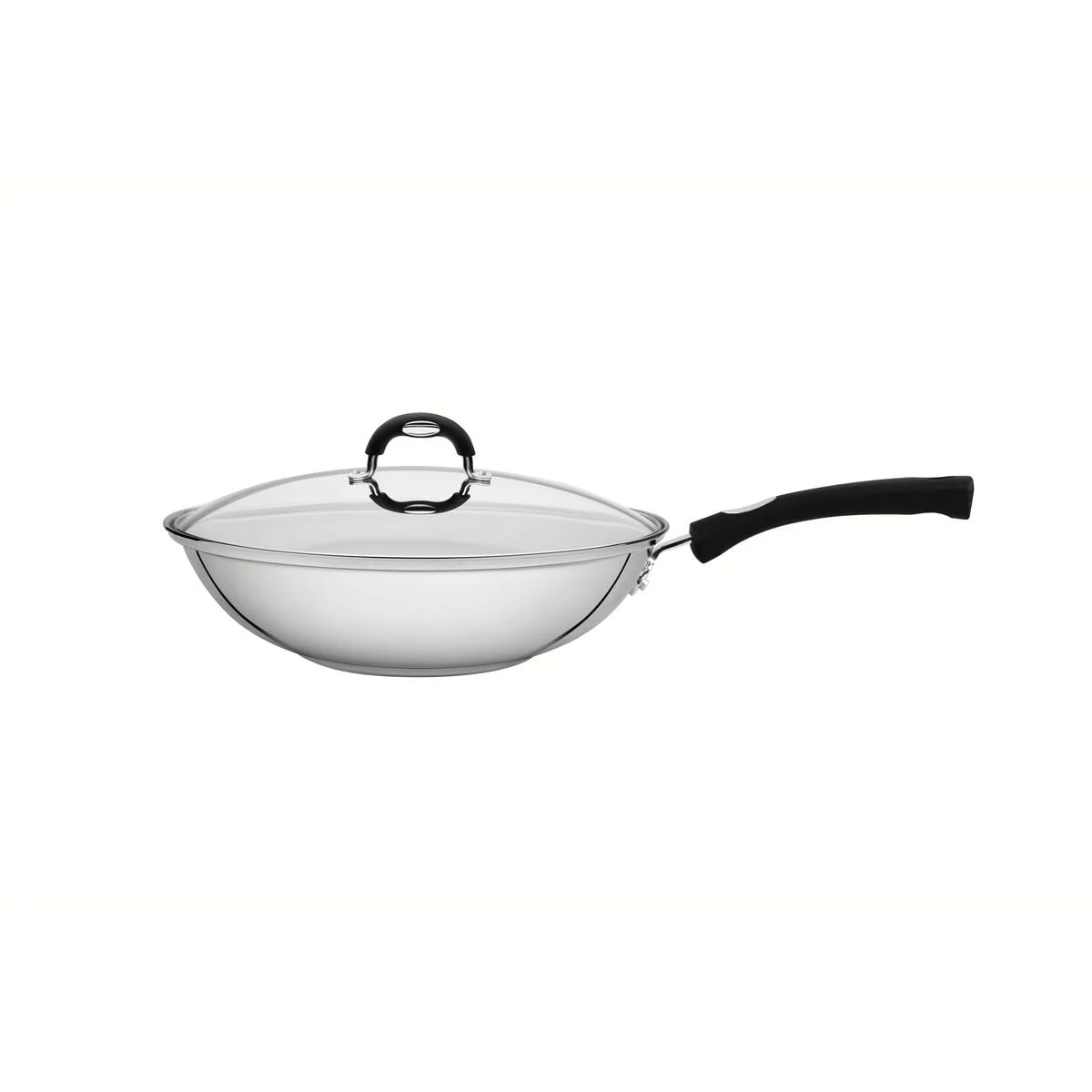 Wok Tramontina Astro Silicone de acero inoxidable con tapa Triple Fondo 28 cm 3.3 L — Apto Inducción