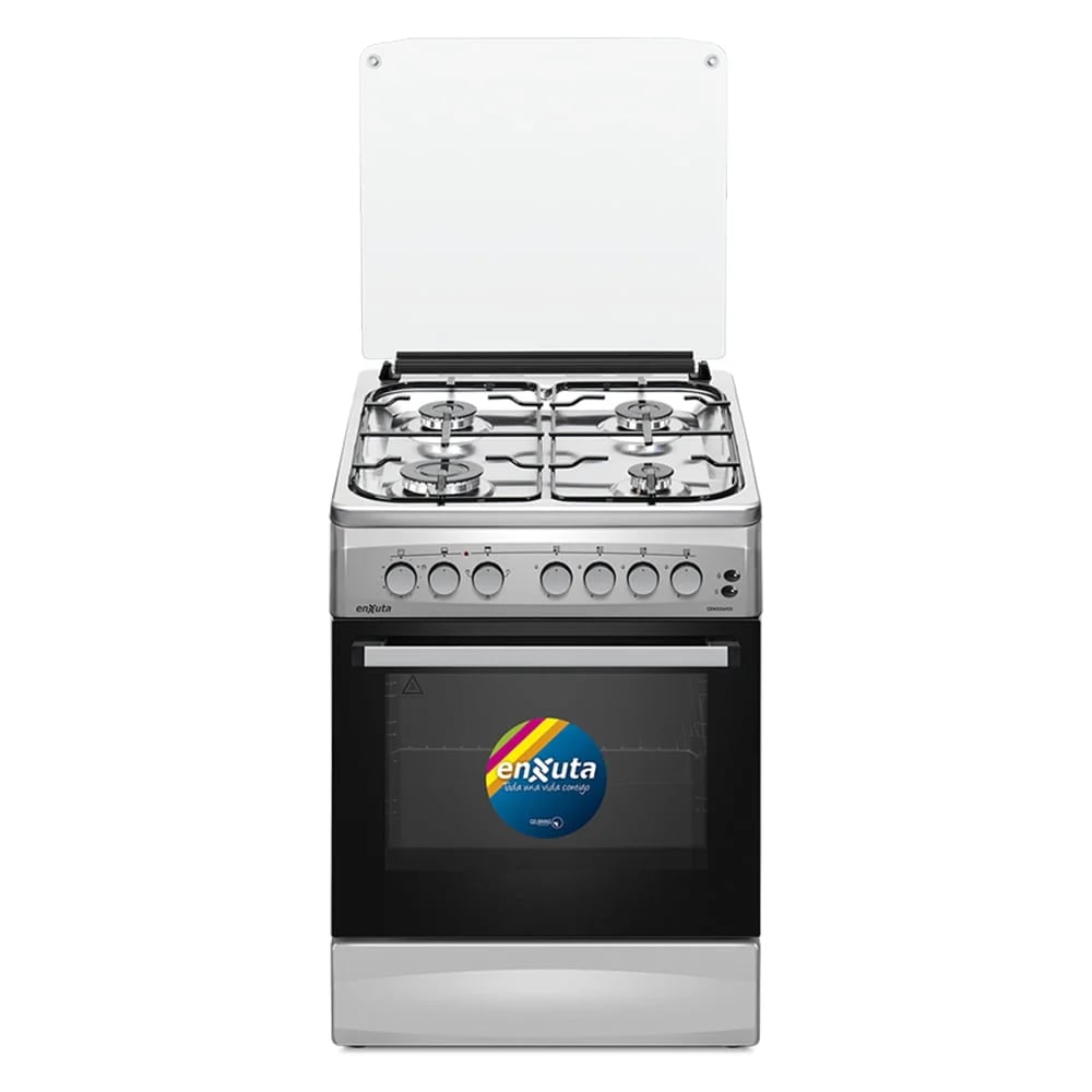Cocina A Gas Enxuta Cenx5642i Inox Con Grill 4 Hornallas