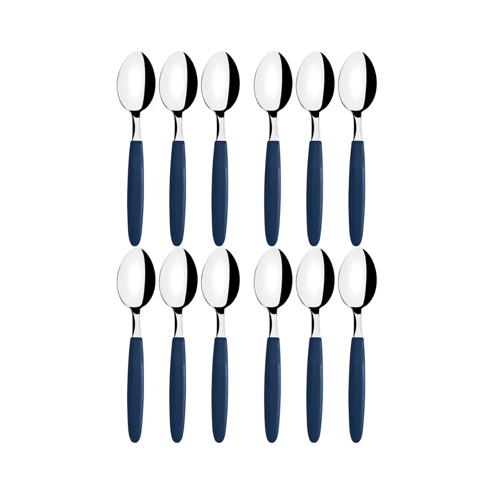 Cucharas de té Tramontina Ipanema de acero inoxidable pack 12 unidades color azul