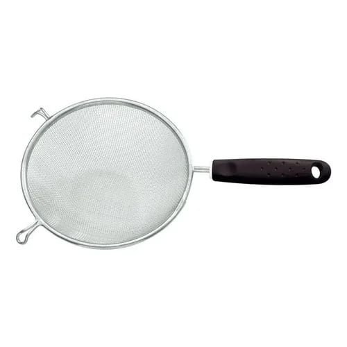 Tamiz de acero inoxidable Tramontina Utilità 17 cm con mango negro