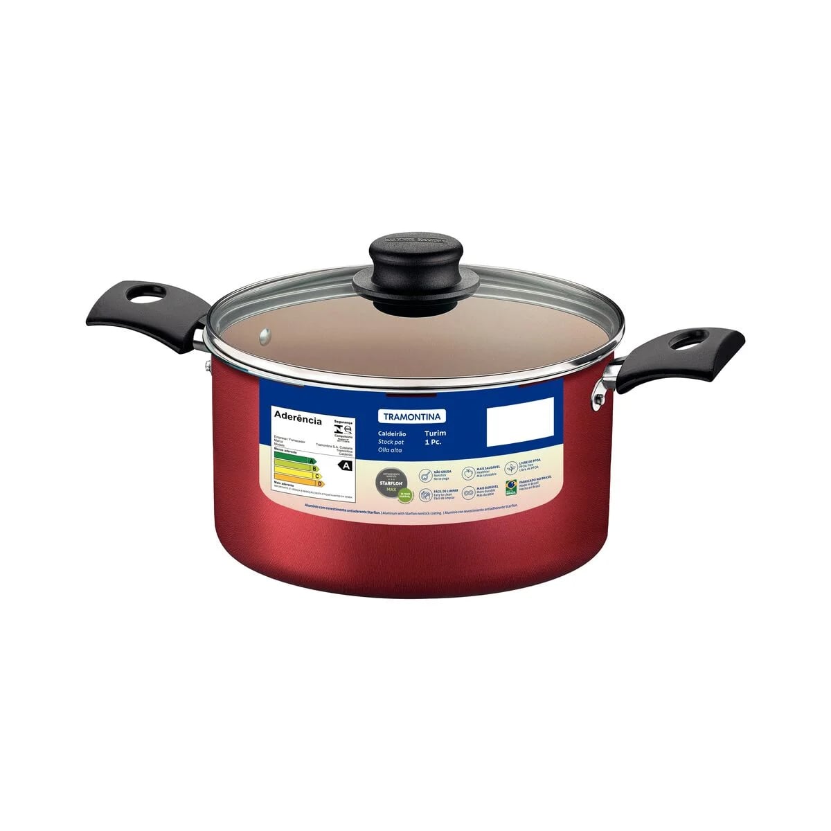 Olla alta Tramontina Turim antiadherente 24 cm 7.9 L color rojo