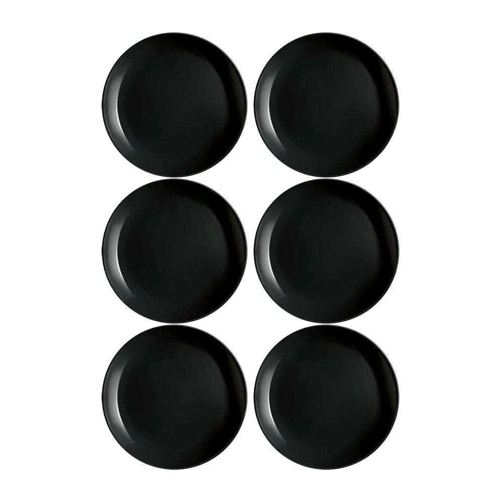 Plato De Postre Vidrio 19 Cm Luminarc Negro Diwali X6 Unid