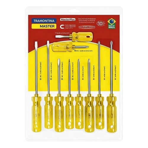 Juego de destornilladores de acero cromo vanadio Tramontina Master 10 piezas