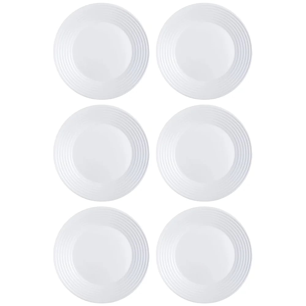 Plato Llano Vidrio Blanco Luminarc Harena 25 Cm X6 Unid