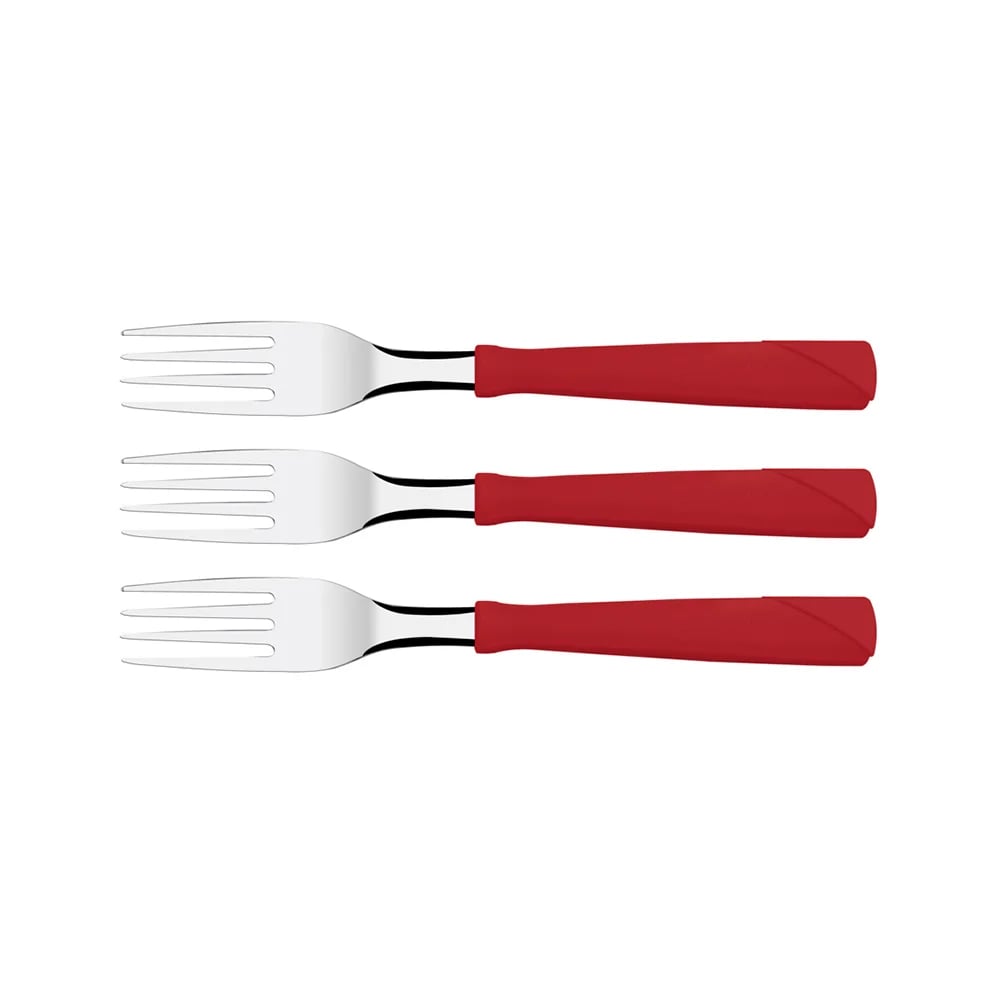 Tenedores de mesa Tramontina New Kolor rojos pack de 3 unidades
