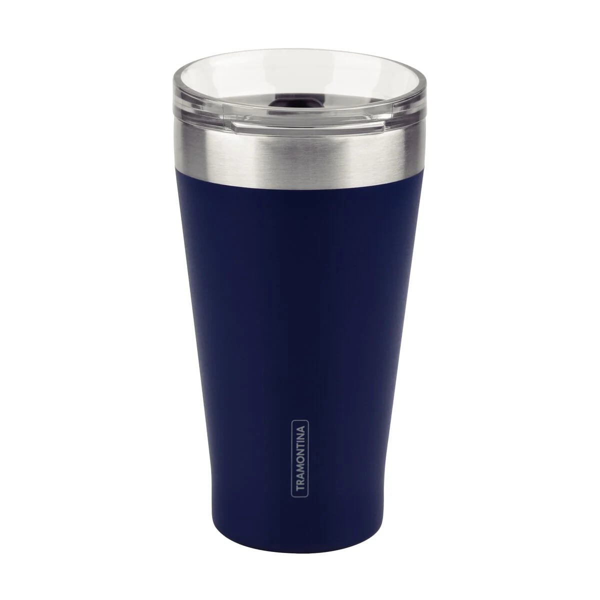 Vaso térmico Tramontina Exata de acero inoxidable 550 ml con tapa color azul