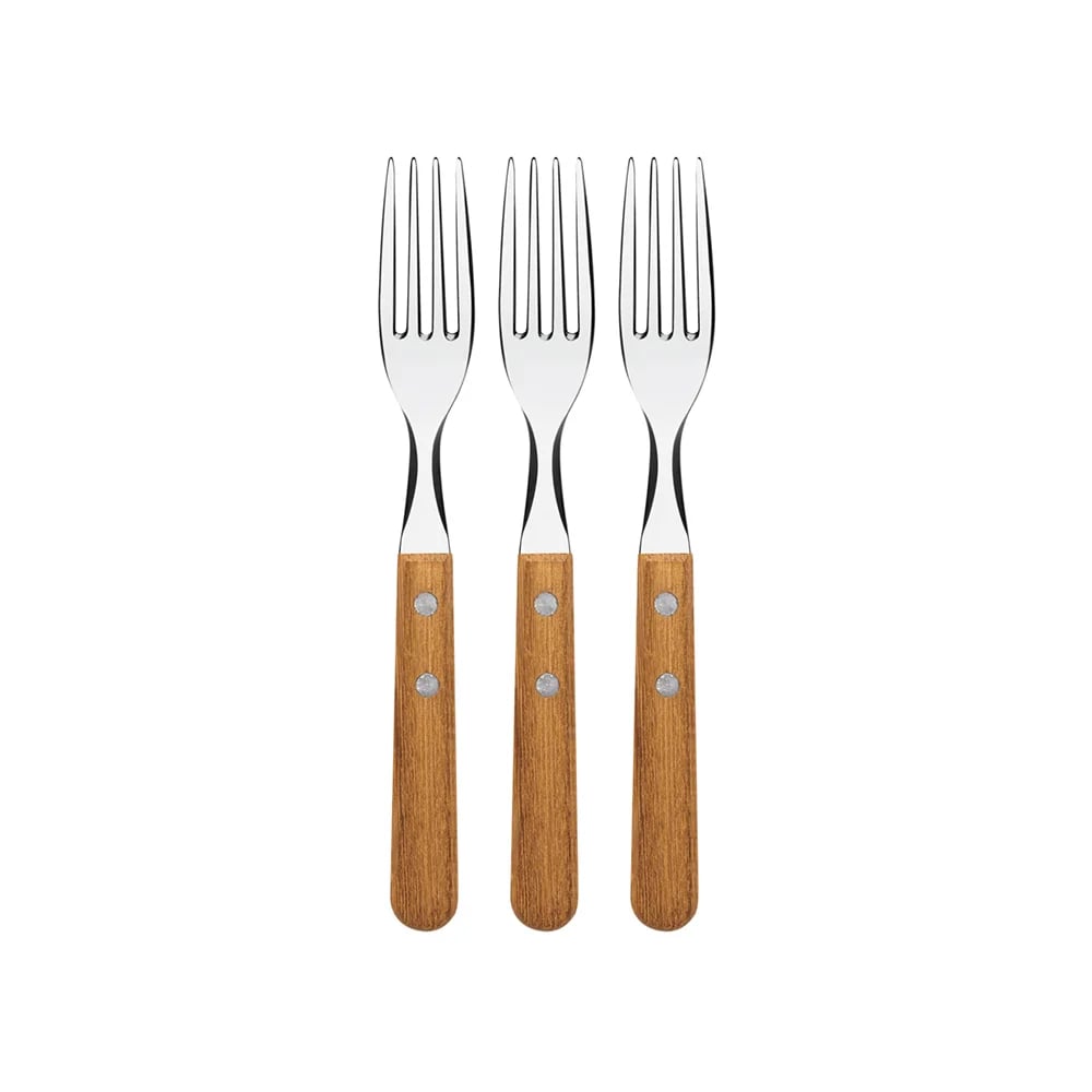 Juego de tenedores de mesa Tramontina Dynamic con mango de madera 3 piezas