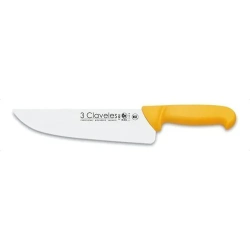 Cuchilla Carnicera 3 Claveles 24 Cm Mango Amarillo