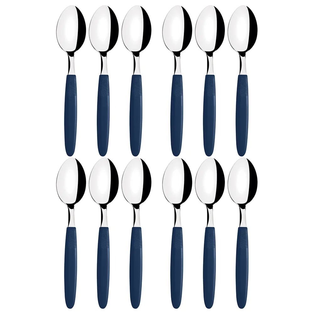 Cucharas de mesa Tramontina Ipanema de acero inoxidable pack 12 unidades color azul