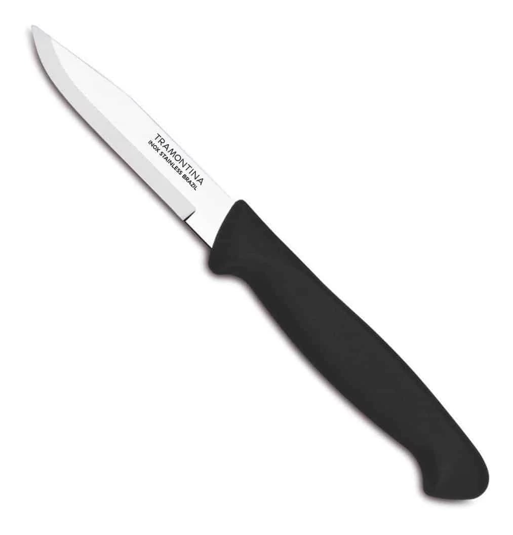 Cuchillo para frutas y verduras Tramontina Plenus de acero inoxidable 3 pulgadas negro