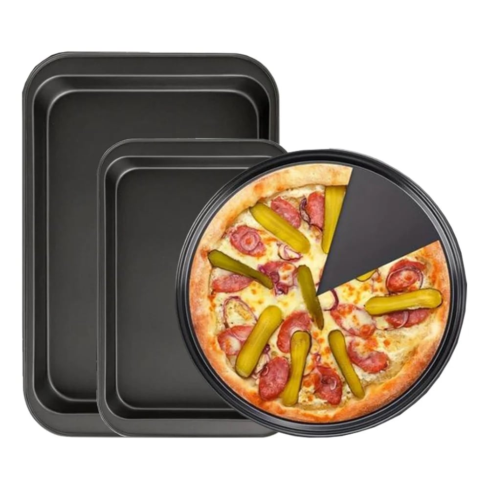 Set 3 Asaderas Para Horno Rectangular Pizza Antiadherente