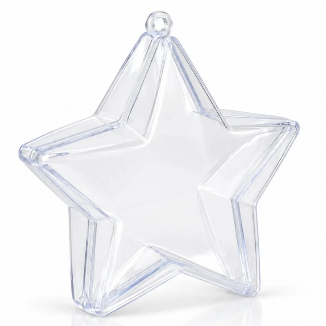 Estrella de Navidad transparente personalizable 8 cm