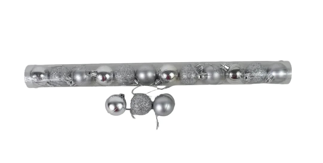 Bolas de Navidad 3 cm plateado — Pack x 12