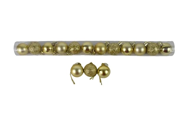 Bolas de Navidad 6 cm doradas — Pack x 12