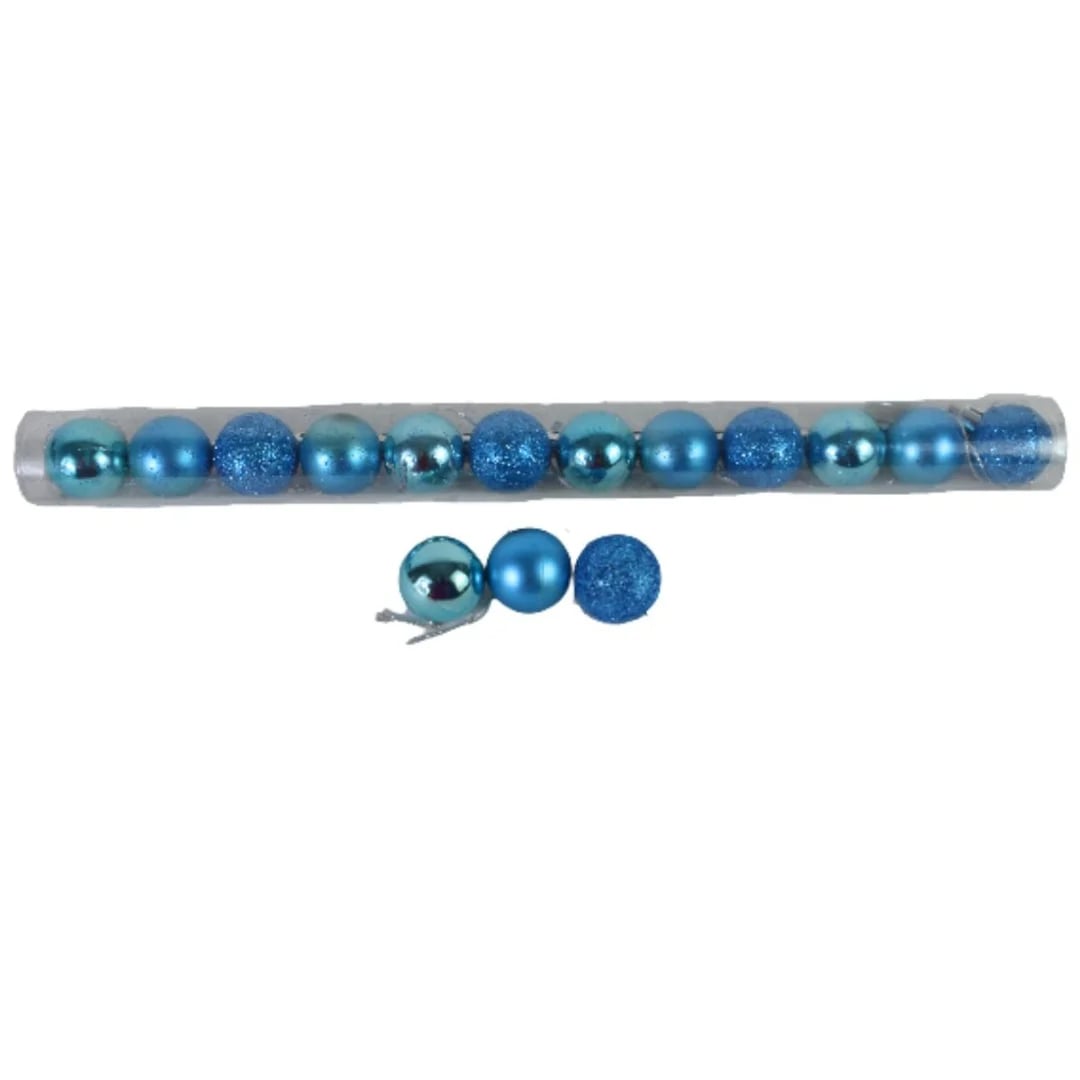 Bolas de Navidad 6 cm azul — Pack x 12