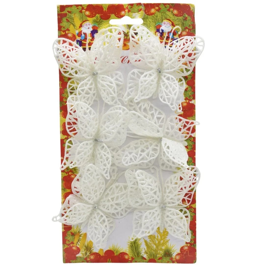 Mariposas con brillos para decoración 7 × 5 cm — Pack x 6
