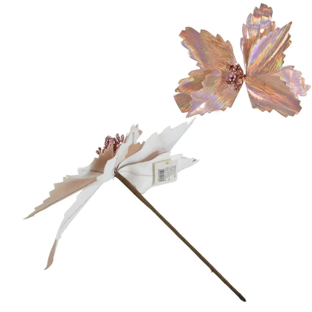 Flor de adorno Navidad 28 cm plateado, dorado