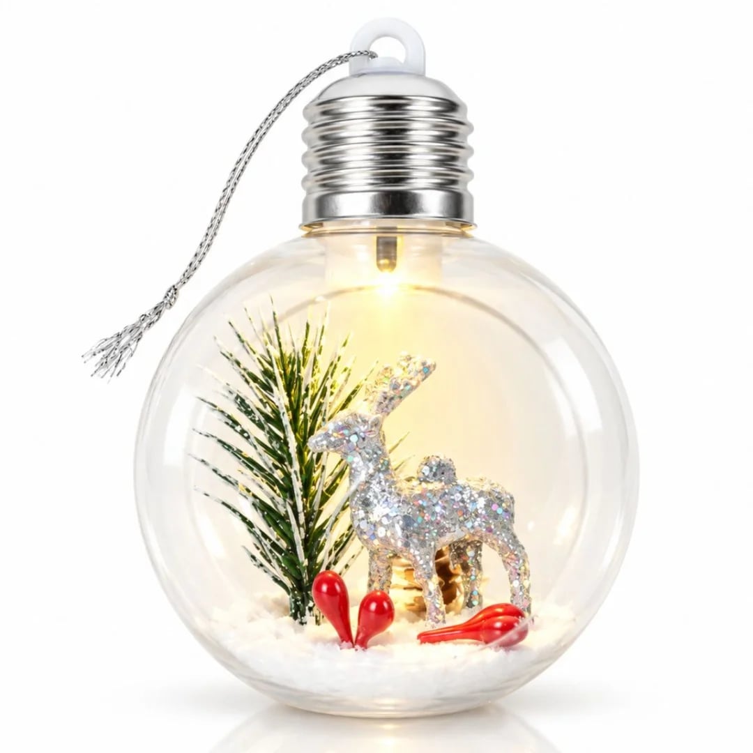 Adorno Navideño esfera con luz 8 cm