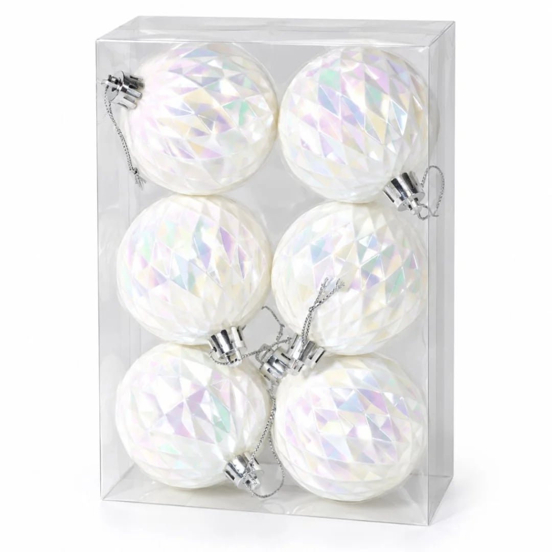 Bolas de Navidad 6 cm perladas crema perlado — Pack x 6