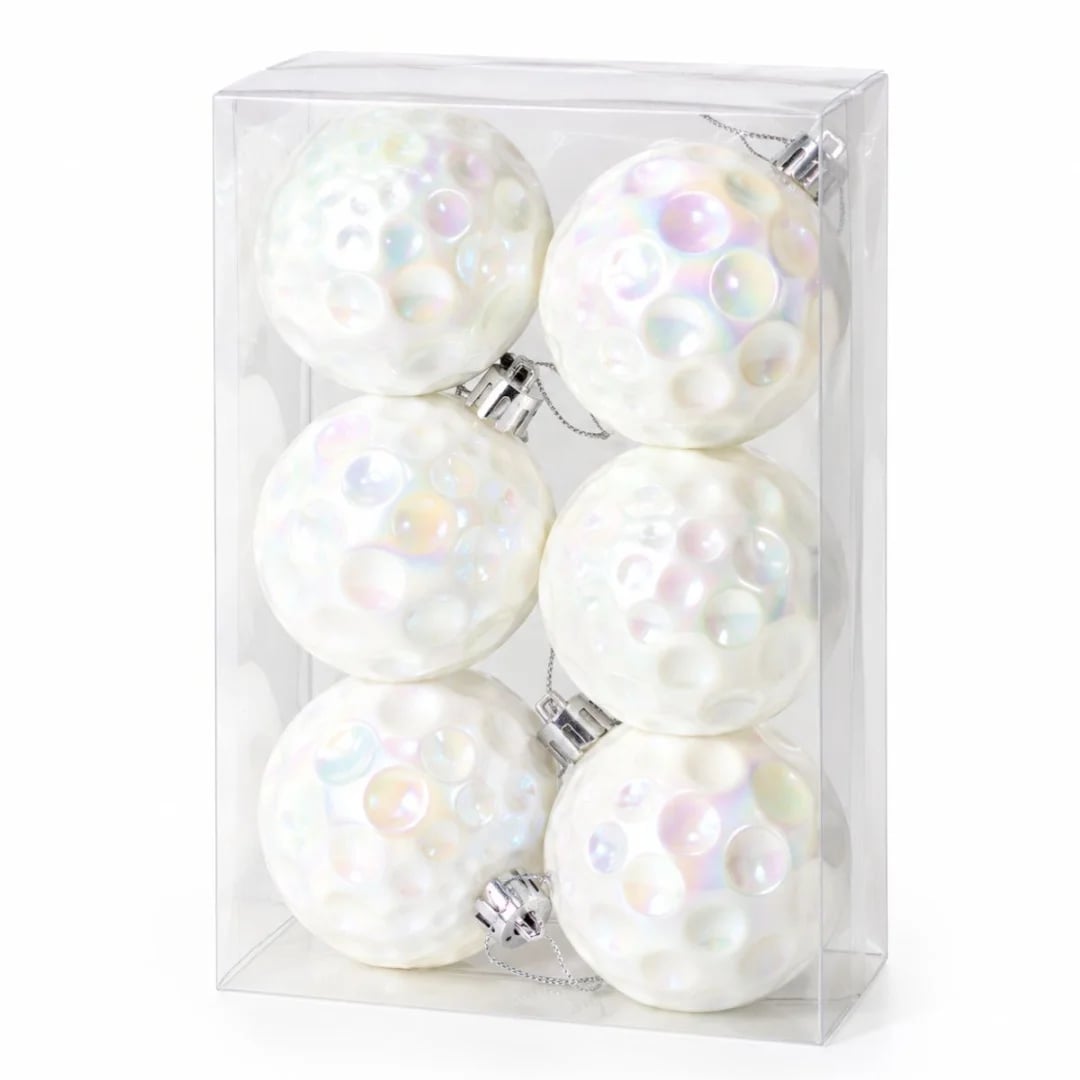 Bolas de Navidad 6 cm perladas blanco perlado — Pack x 6