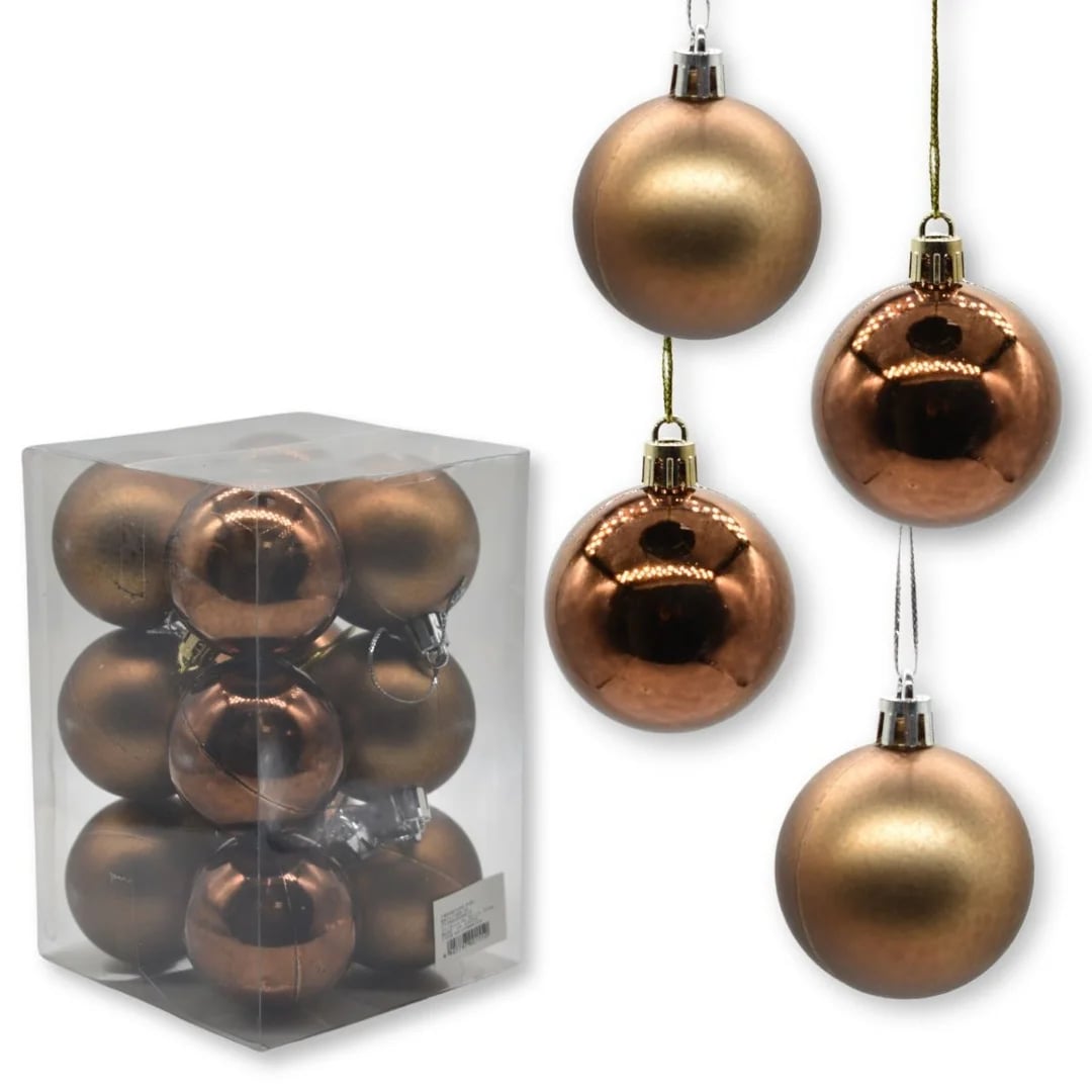 Bolas de Navidad marrón 4,5 cm — Pack x 12