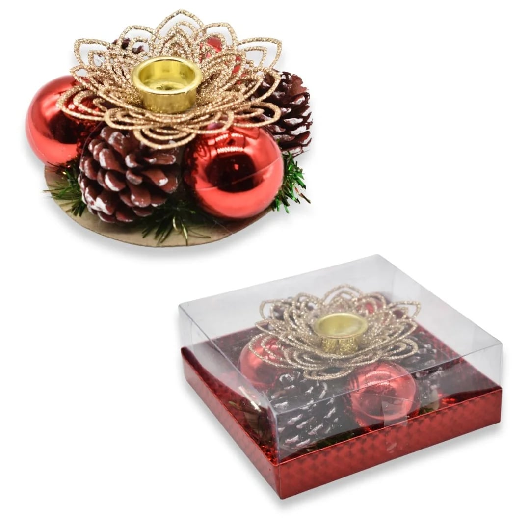 Porta velas navideño decoración 10 × 4 cm