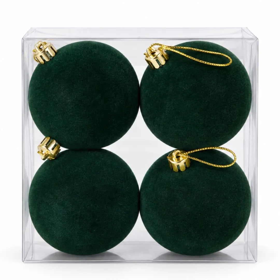 Bolas de Navidad verde 7 cm — Pack x 4