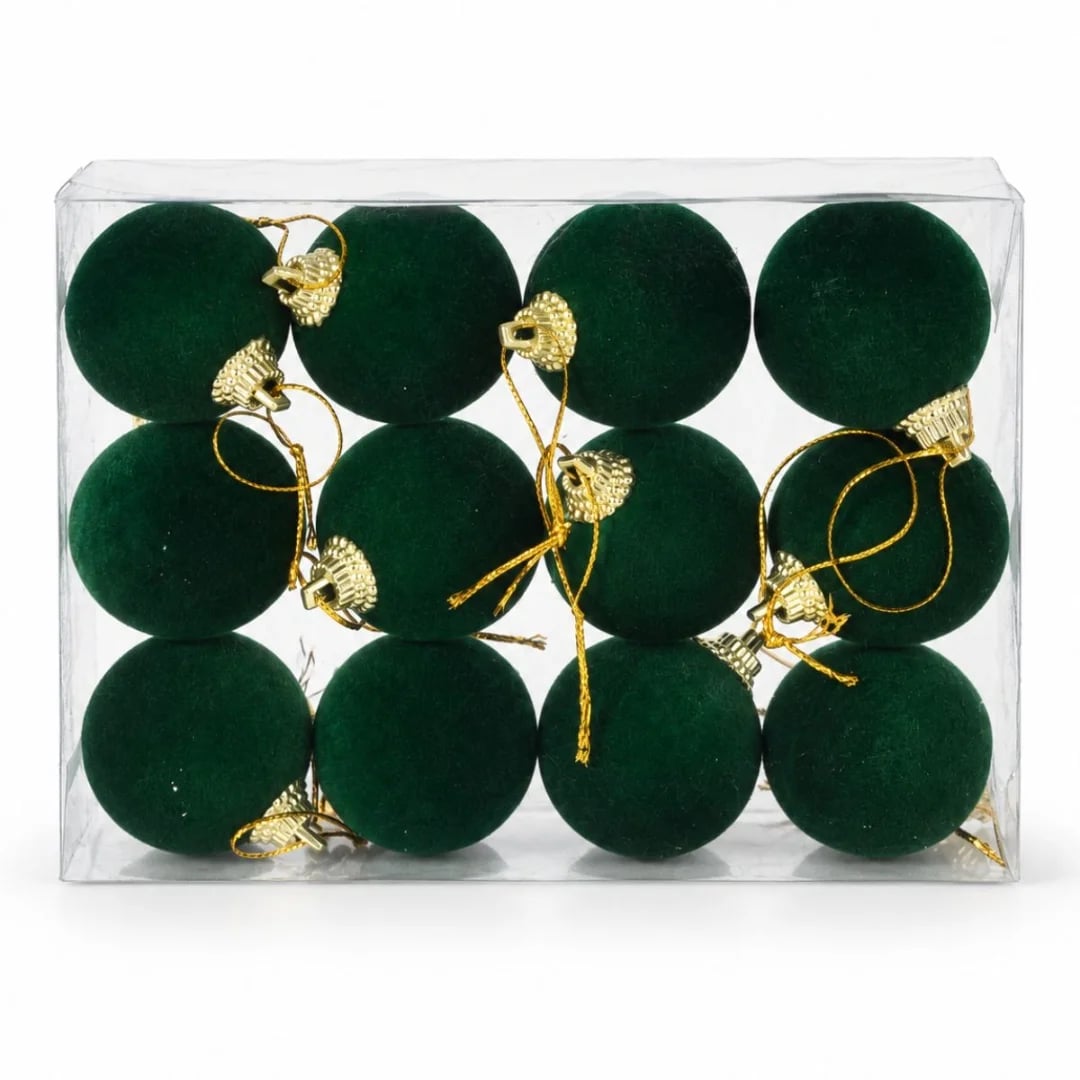 Bolas de Navidad verde 4 cm — Pack x 12