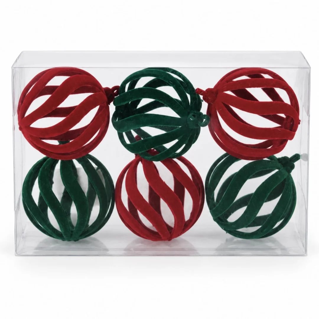 Bolas de Navidad 6 cm bordó y verde — Pack x 6