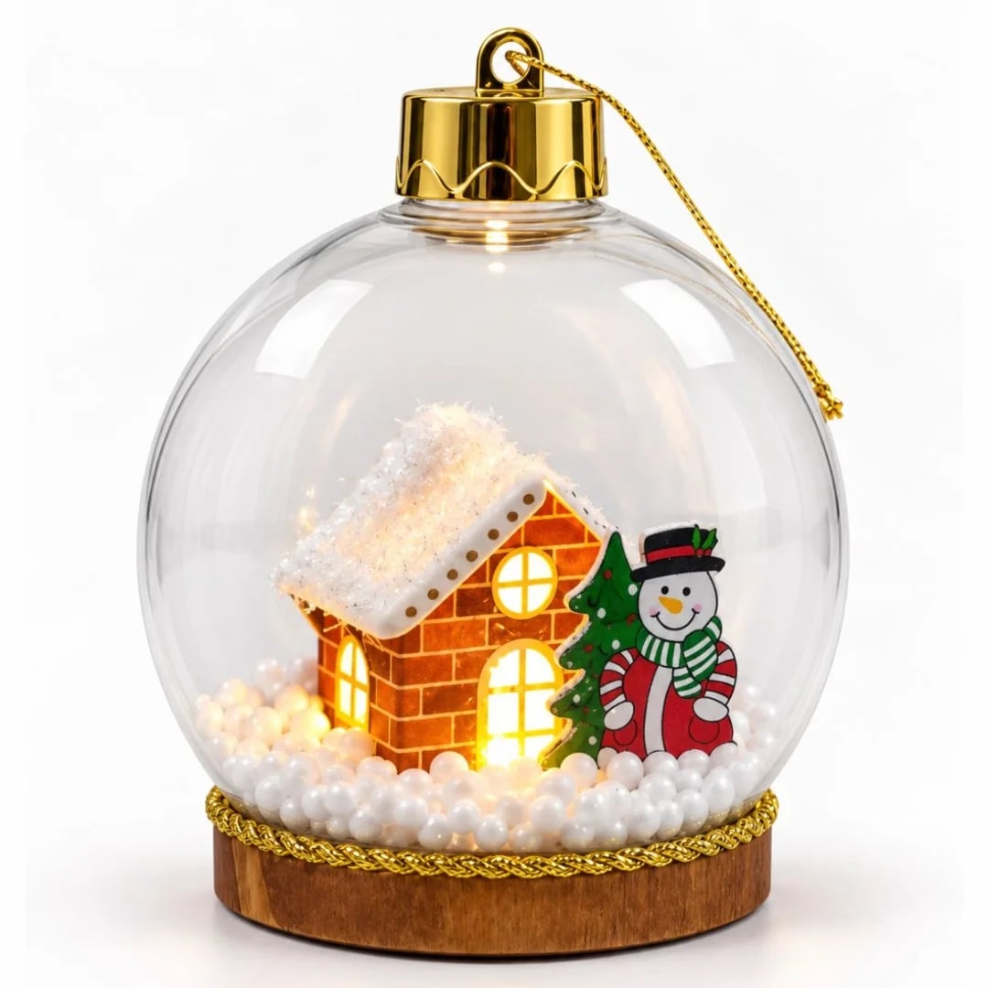 Adorno de Navidad bola con luz 11,5 × 8 cm