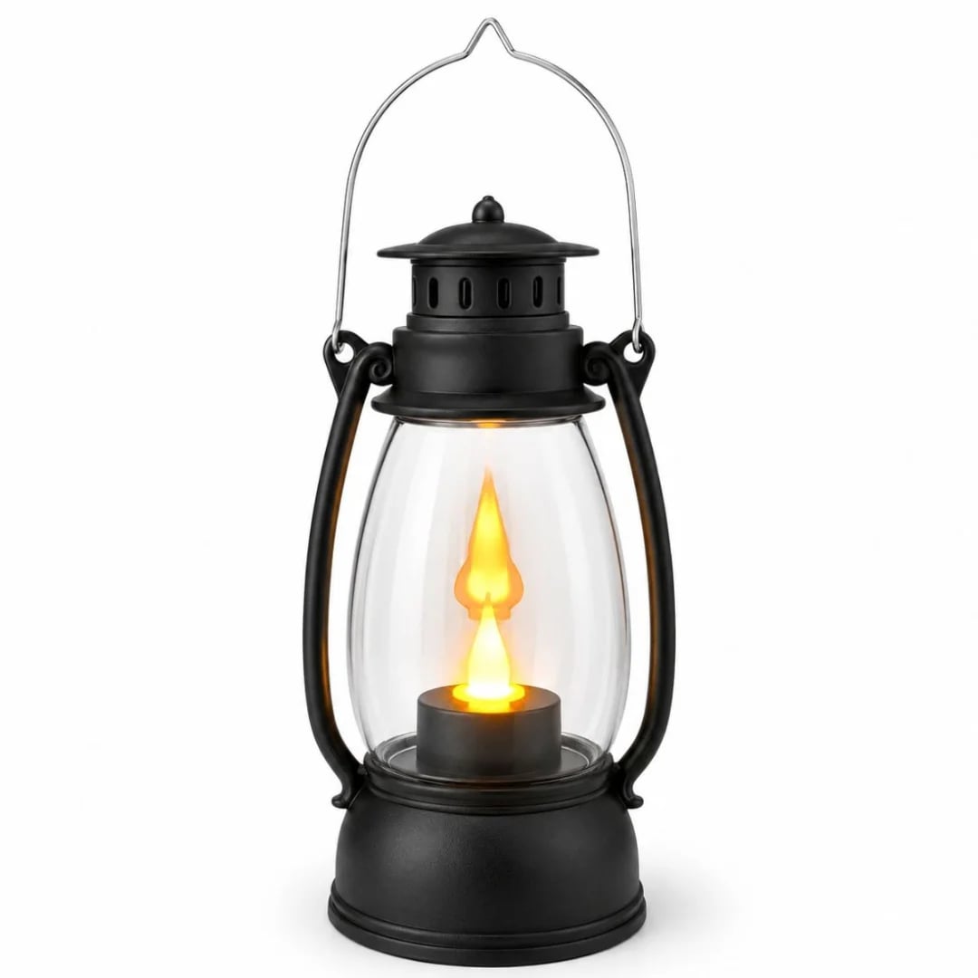 Farol con vela LED 18 × 8 cm