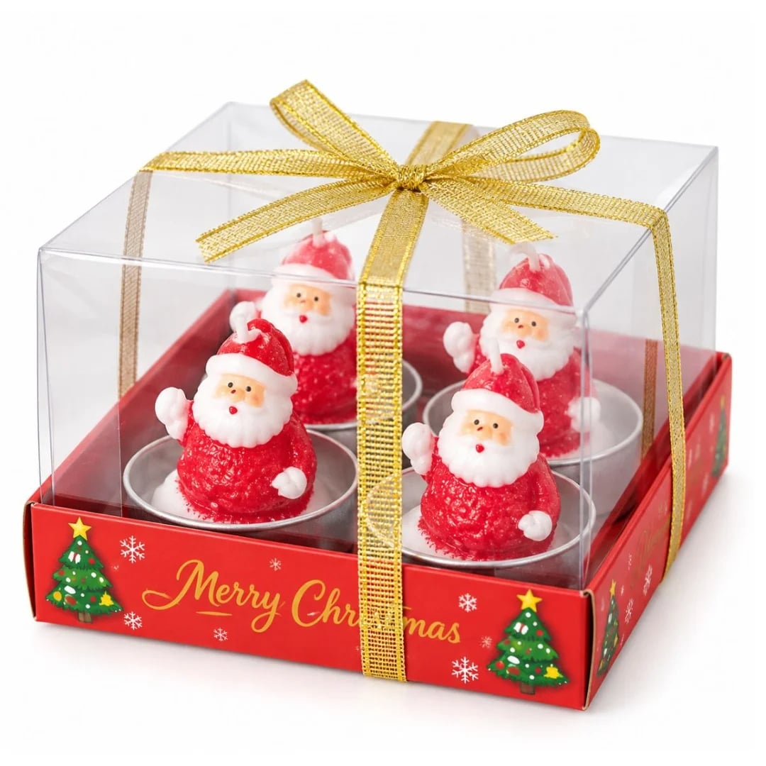 Velas Navideñas con Papá Noel 6 cm — Pack x 4