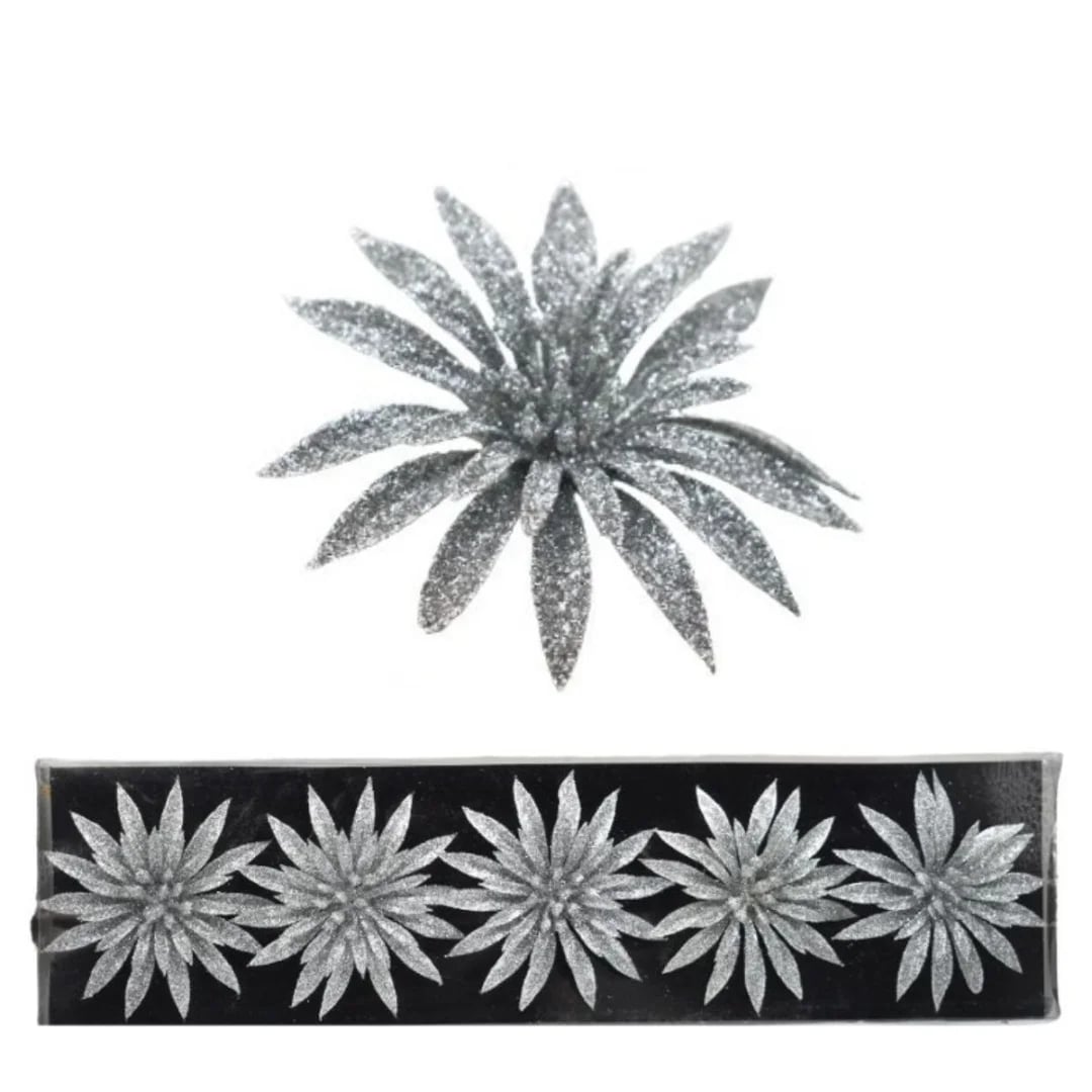 Flor navideña con prendedor 10 cm — Pack x 5